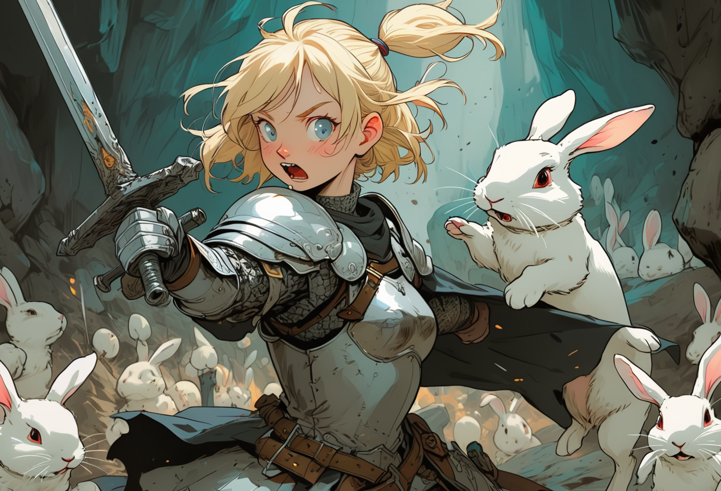 00050-1474763420-Anime Artwork by Kim Jung Gi. Closeup of a playful and chaotic scene of a blonde knight fighting a white rabbit. _BREAK_The blon.png